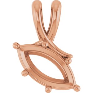 10K Rose Gold 12x6 mm Marquise Pendant Mounting – image 2