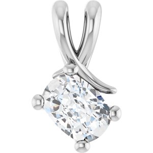 14K White Gold 7x5 mm Elongated Cushion Pendant Mounting