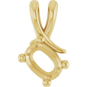 18K Yellow Gold 7x5 mm Elongated Cushion Pendant Mounting – image 2