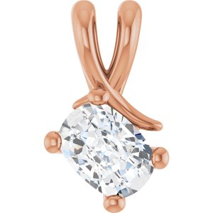 10K Rose Gold 7x5 mm Elongated Cushion Pendant Mounting