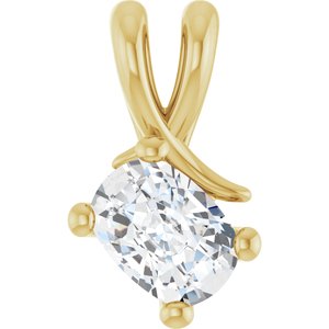 18K Yellow Gold 7x5 mm Elongated Cushion Pendant Mounting