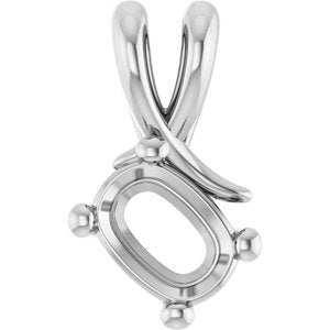 14K White Gold 7x5 mm Elongated Cushion Pendant Mounting – image 2