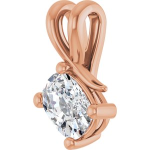 10K Rose Gold 7x5 mm Elongated Cushion Pendant Mounting – image 3