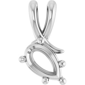 14K White Gold 8x5 mm Pear Pendant Mounting – image 2