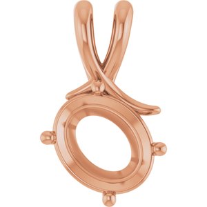 10K Rose Gold 11x9 mm Oval Pendant Mounting – image 2