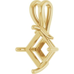 10K Yellow Gold 9 mm Square Pendant Mounting – image 4