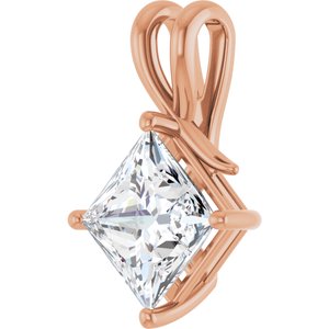 14K Rose Gold 9 mm Square Pendant Mounting – image 3