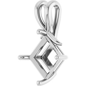 14K White Gold 9 mm Square Pendant Mounting – image 4