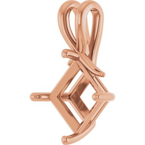 10K Rose Gold 9 mm Square Pendant Mounting – image 4