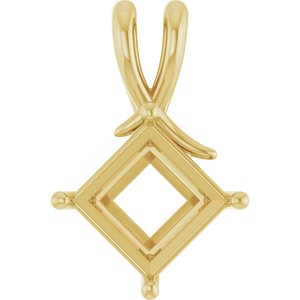 10K Yellow Gold 9 mm Square Pendant Mounting – image 2
