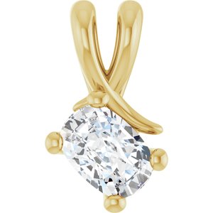 14K Yellow Gold 6.5x4.5 mm Elongated Cushion Pendant Mounting