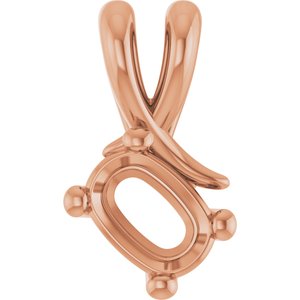 10K Rose Gold 6.5x4.5 mm Elongated Cushion Pendant Mounting – image 2