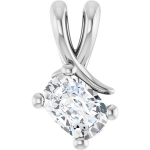 14K White Gold 6.5x4.5 mm Elongated Cushion Pendant Mounting