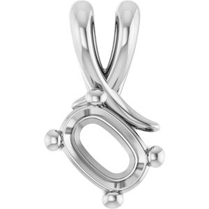 14K X1 White Gold 6.5x4.5 mm Elongated Cushion Pendant Mounting – image 2