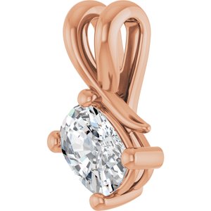 14K Rose Gold 6.5x4.5 mm Elongated Cushion Pendant Mounting – image 3