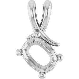 10K White Gold 8x6 mm Elongated Cushion Pendant Mounting – image 2