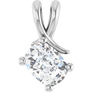 14K X1 White Gold 8x6 mm Elongated Cushion Pendant Mounting