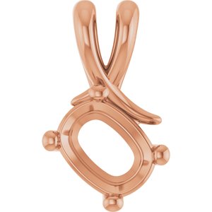 18K Rose Gold 8x6 mm Elongated Cushion Pendant Mounting – image 2