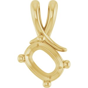 14K Yellow Gold 8x6 mm Elongated Cushion Pendant Mounting – image 2
