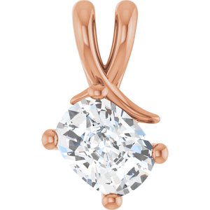 14K Rose Gold 8x6 mm Elongated Cushion Pendant Mounting