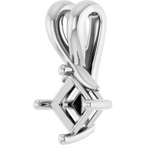 10K White Gold 4 mm Square Pendant Mounting – image 4