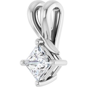 14K White Gold 4 mm Square Pendant Mounting – image 3