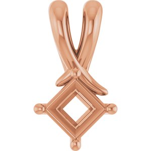 10K Rose Gold 4 mm Square Pendant Mounting – image 2