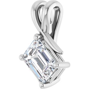 14K White Gold 7.5x5.5 mm Emerald Pendant Mounting – image 3