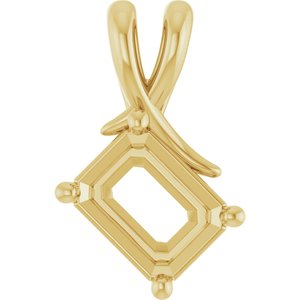 18K Yellow Gold 8.5x6.5 mm Emerald Pendant Mounting – image 2