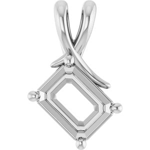14K X1 White Gold 8.5x6.5 mm Emerald Pendant Mounting – image 2