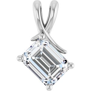14K X1 White Gold 8.5x6.5 mm Emerald Pendant Mounting