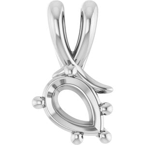 18K White Gold 7x5 mm Pear Pendant Mounting – image 2
