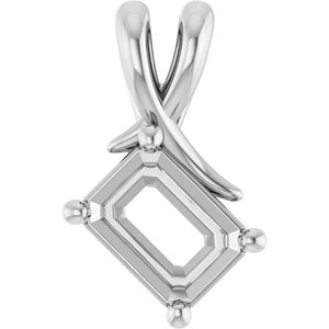 10K White Gold 7.5x5.5 mm Emerald Pendant Mounting – image 2