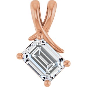 10K Rose Gold 7.5x5.5 mm Emerald Pendant Mounting