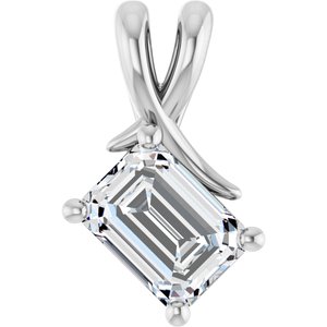 10K White Gold 7.5x5.5 mm Emerald Pendant Mounting