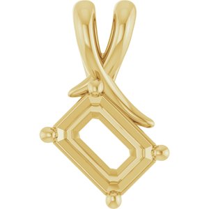 18K Yellow Gold 7.5x5.5 mm Emerald Pendant Mounting – image 2