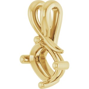 14K Yellow Gold 7.5x5.5 mm Elongated Cushion Pendant Mounting – image 4
