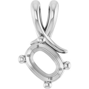 14K White Gold 7.5x5.5 mm Elongated Cushion Pendant Mounting – image 2