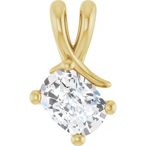 18K Yellow Gold 7.5x5.5 mm Elongated Cushion Pendant Mounting