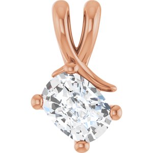 18K Rose Gold 7.5x5.5 mm Elongated Cushion Pendant Mounting