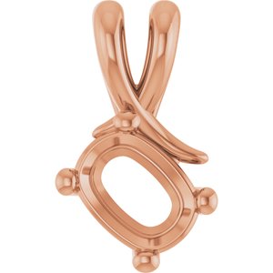 18K Rose Gold 7.5x5.5 mm Elongated Cushion Pendant Mounting – image 2