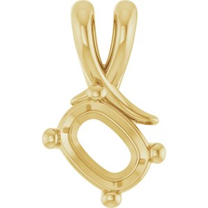 10K Yellow Gold 7.5x5.5 mm Elongated Cushion Pendant Mounting – image 2