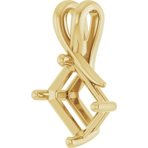 18K Yellow Gold 8.5x6.5 mm Emerald Pendant Mounting – image 4
