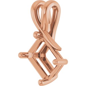14K Rose Gold 8.5x6.5 mm Emerald Pendant Mounting – image 4