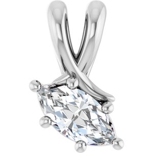 14K X1 White Gold 7x3.5 mm Marquise Pendant Mounting