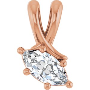 14K Rose Gold 7x3.5 mm Marquise Pendant Mounting