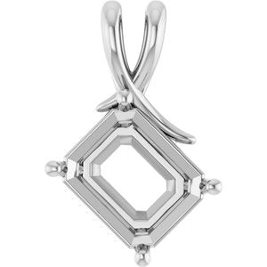 Sterling Silver 12x10 mm Emerald Pendant Mounting – image 2