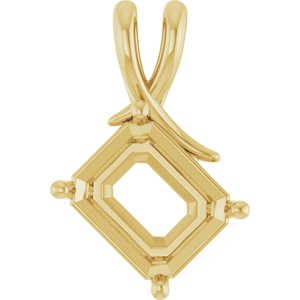 18K Yellow Gold 12x10 mm Emerald Pendant Mounting – image 2
