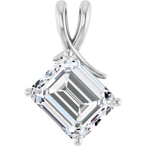 Platinum 12x10 mm Emerald Pendant Mounting