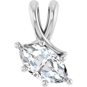 14K White Gold 9.5x5 mm Marquise Pendant Mounting